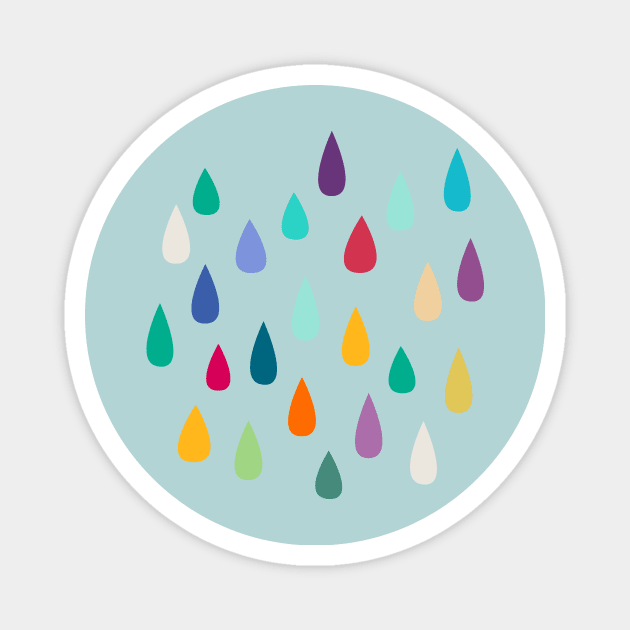 Rainbow Raindrops Jewelled Multicolour Colourful on Sky Magnet by Cecilia Mok